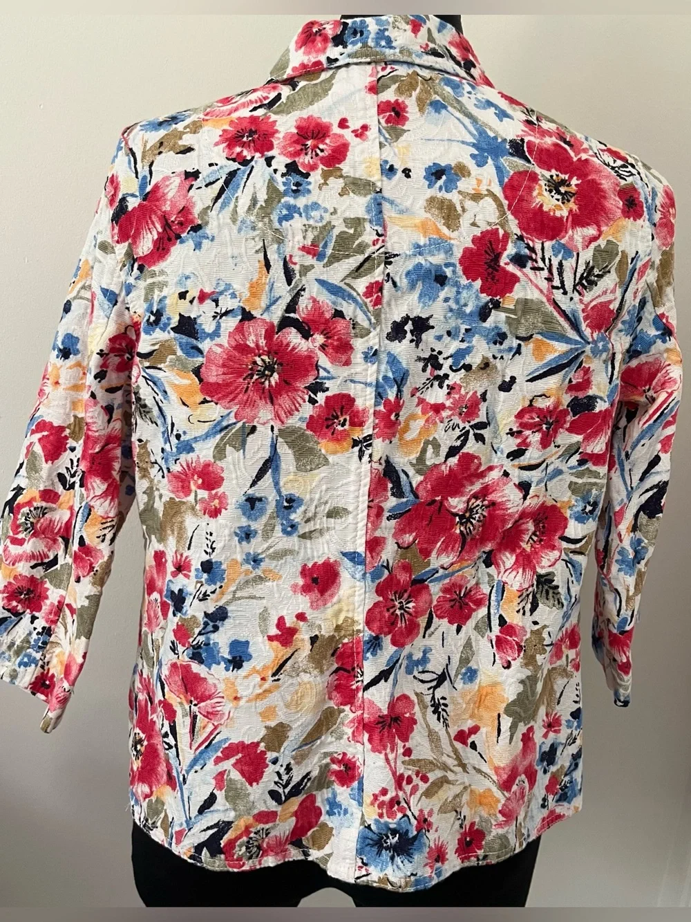 NWOT Koret Floral Button-Front Jacket - White with Red & Blue size 10